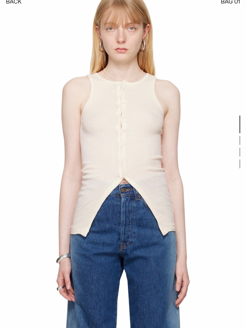 Auralee off-white press stud tank top